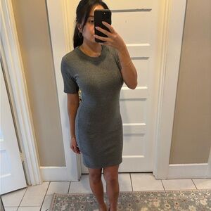 Zara Gray Ribbed Mini Dress